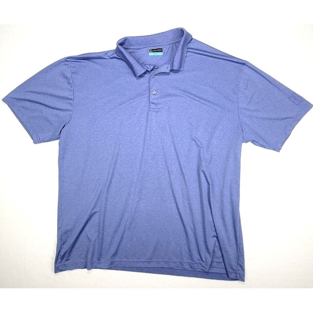 PGA Tour‎ Golf Polo Shirt Men 3XL Blue Solid Short Sleeve Outdoors - with flaws